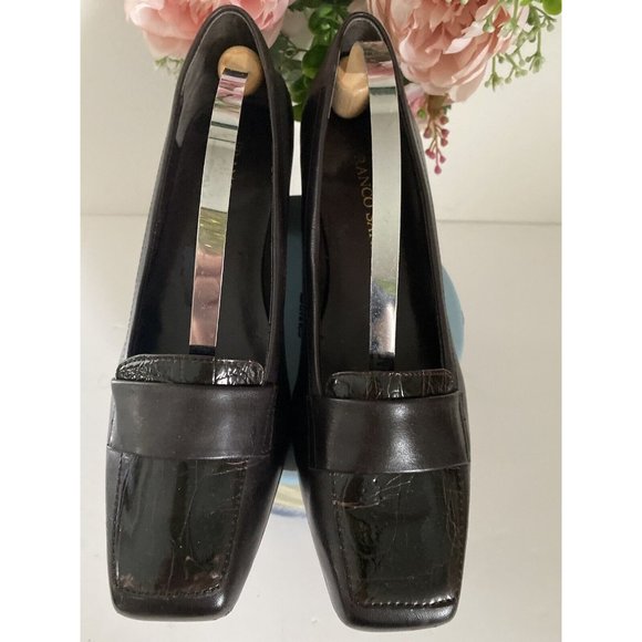 Franco Sarto Fever Dark Brown with Croc Print‎ Leather Pump Heels Women's 8M - Picture 5 of 12